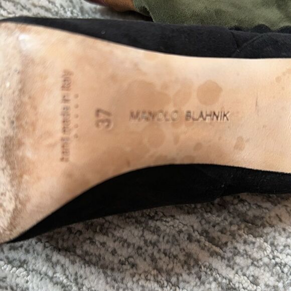 Manolo Blahnik Statlow Striped Stretch-Suede Bootie Size 37/ US 7 - Picture 10 of 12